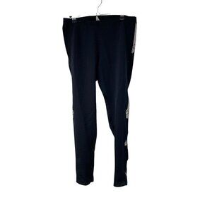 Novara Leggings Womens Large Black Thermal Insulated Logo Zip Ankle Biking Yoga